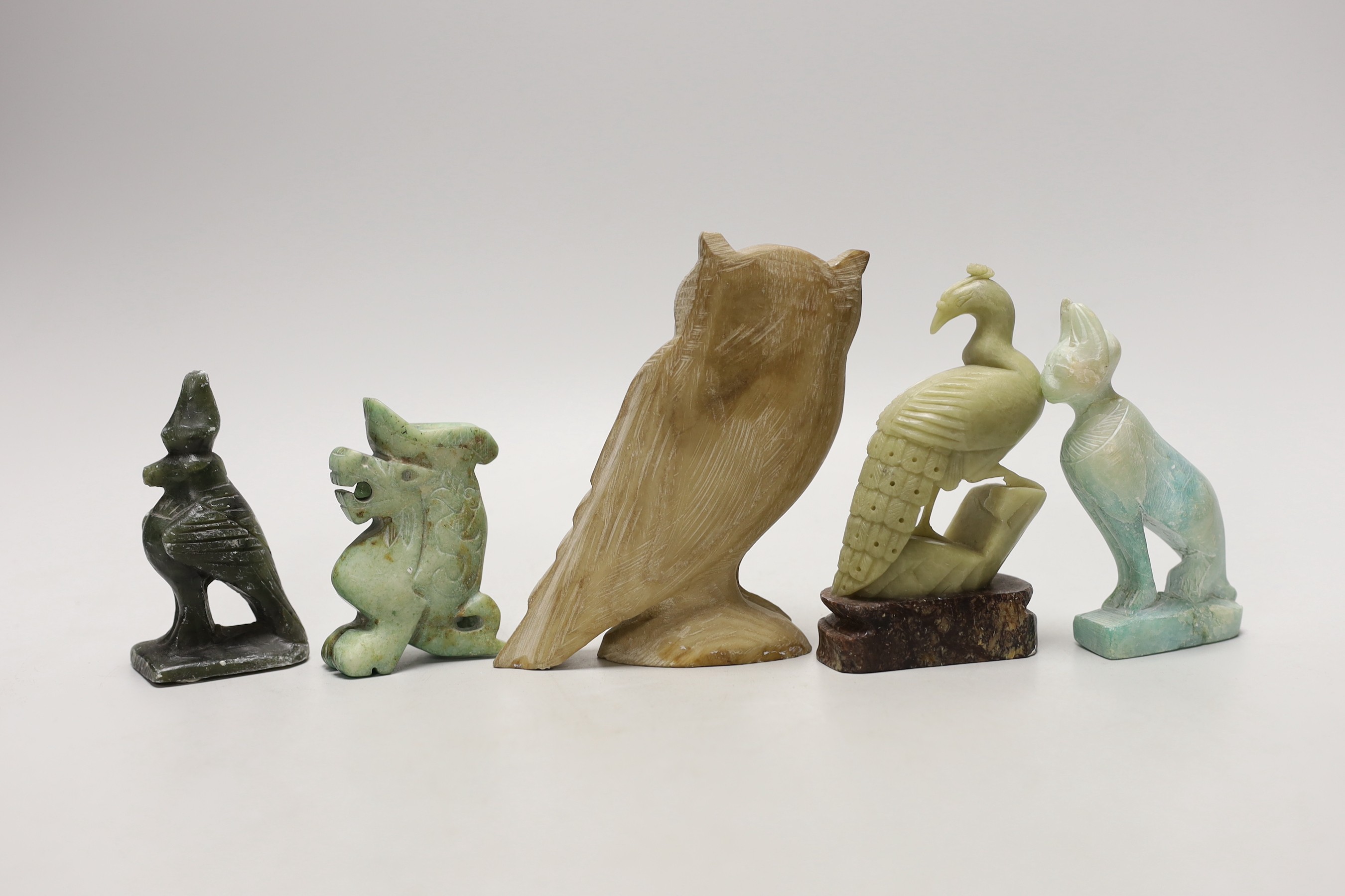 A group of Chinese, Egyptian hardstone and soapstone carvings
